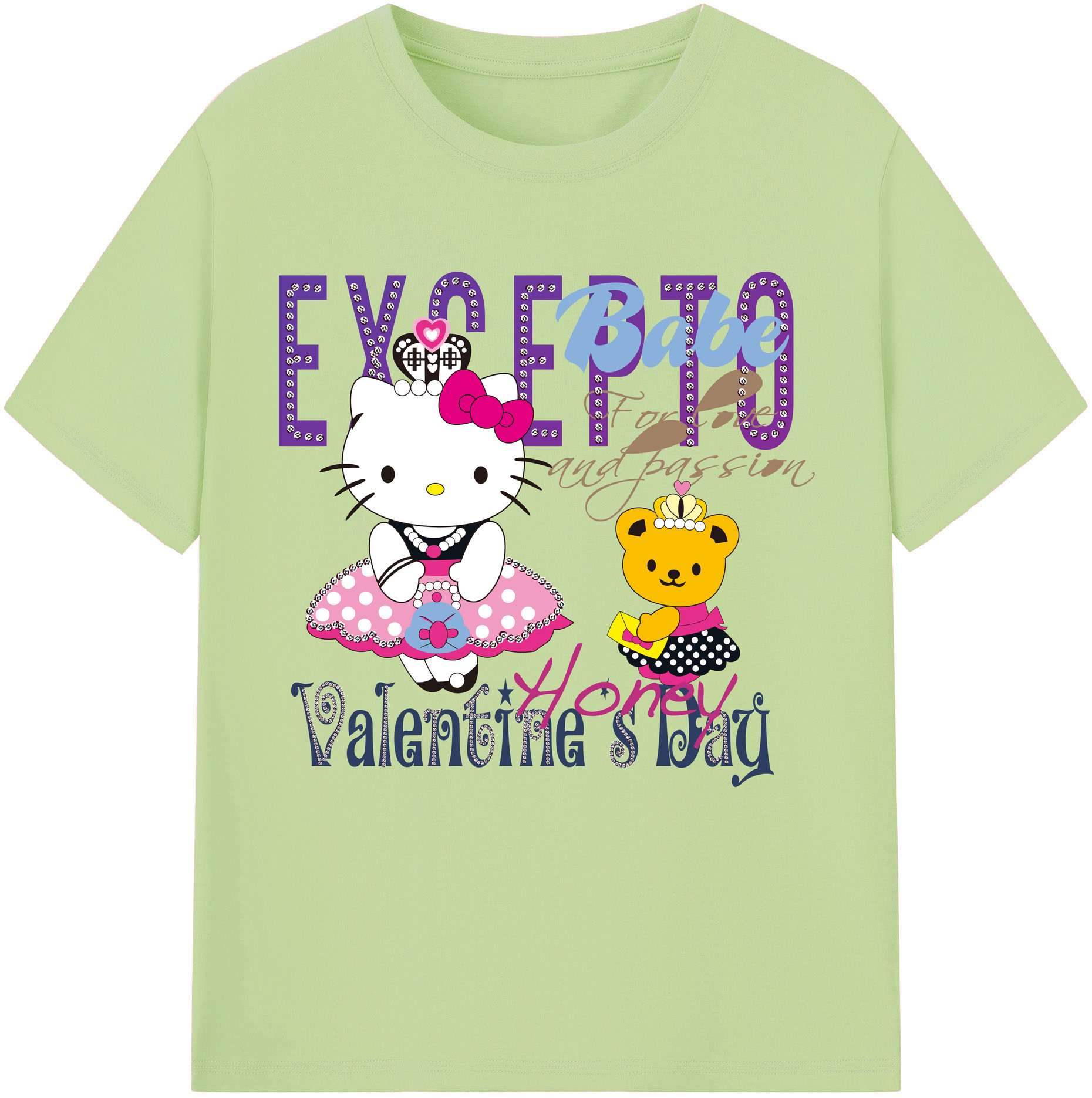 （画像用） Hello Kitty ハローキティ 綿100％半袖Tシャツ（フロントプリント）